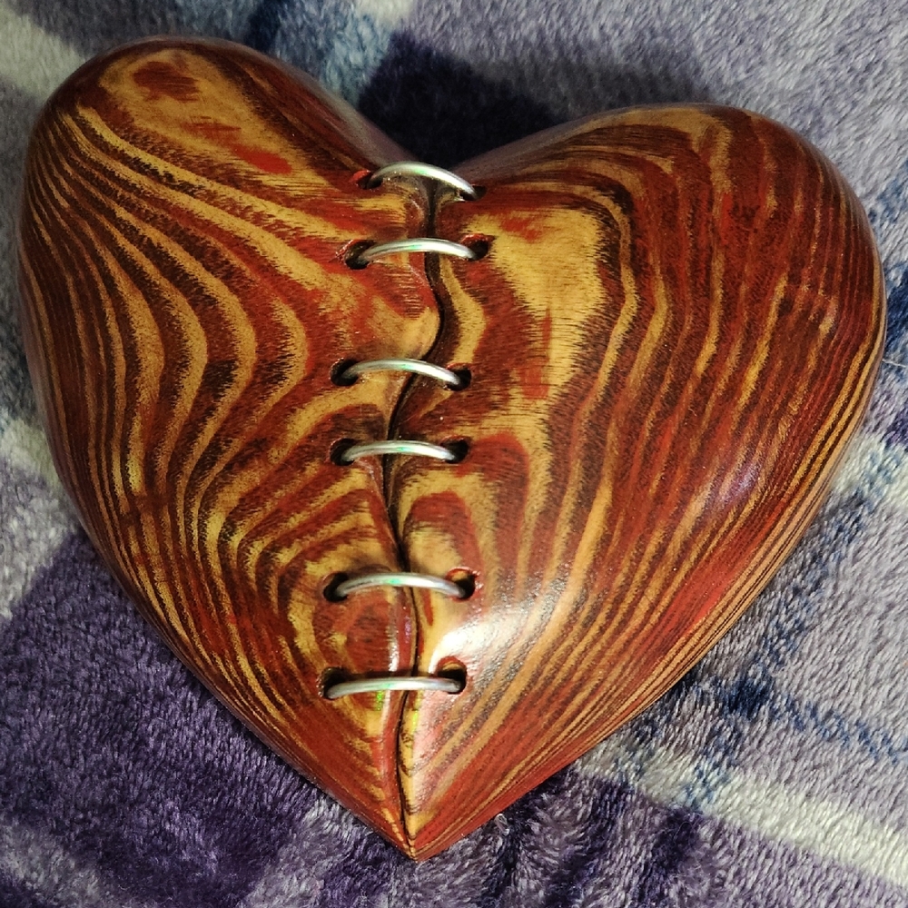 Wooden Heart Decor with Metal Accents